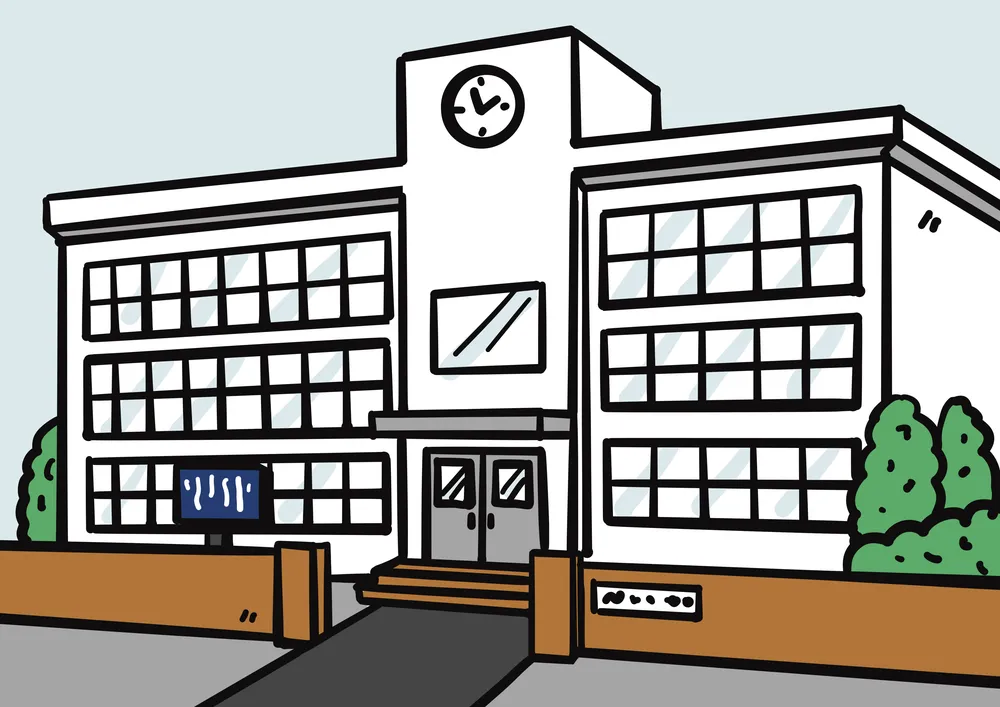 小学校の外観のイラスト