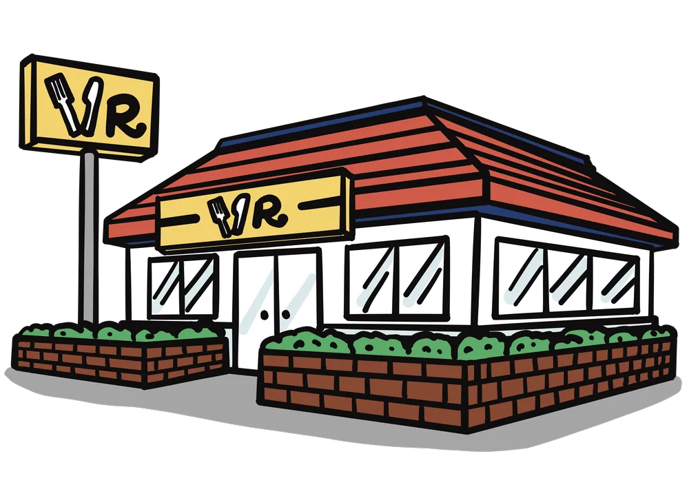 ファミリーレストランの外観のイラスト