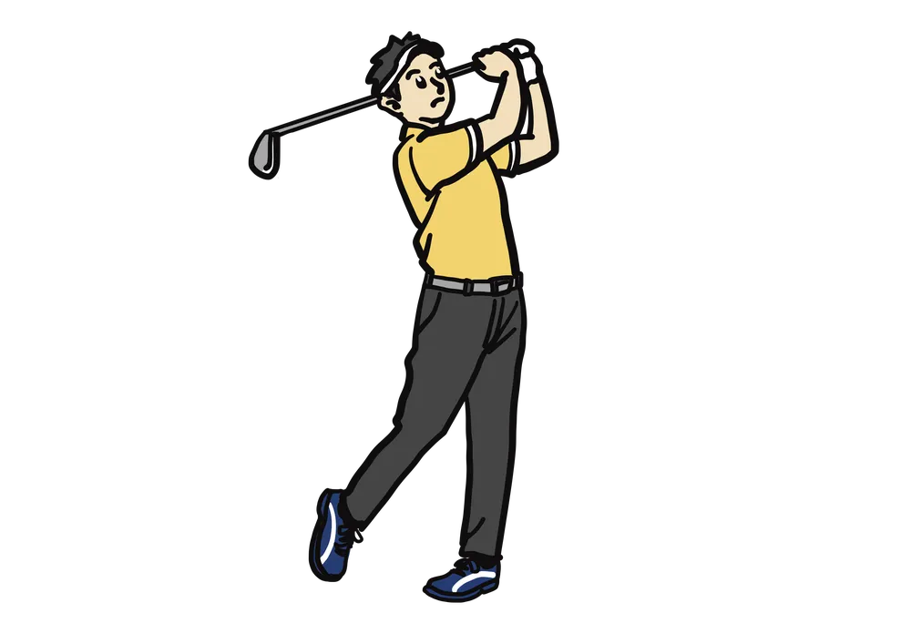ゴルフをする男性のイラスト