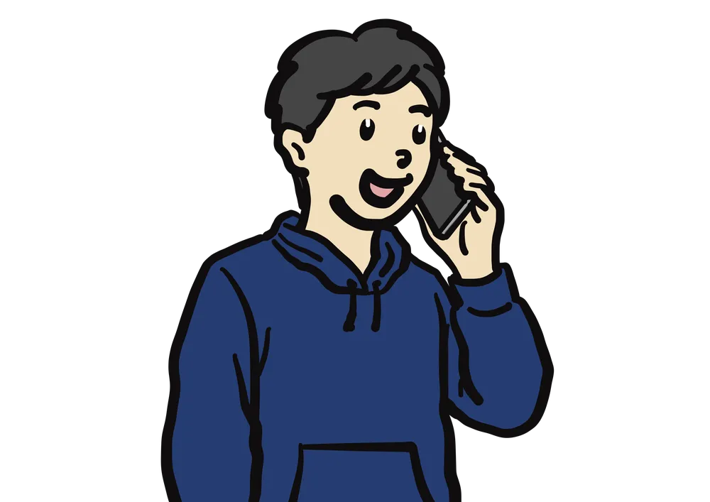 スマートフォンで電話をかける様子を表したイラスト