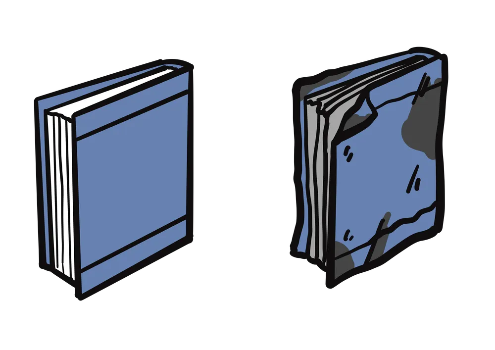 新しい本と古い本を比較するイラスト