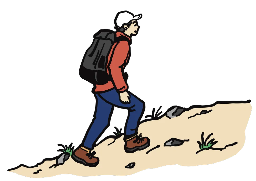 山を登る様子を表したイラスト