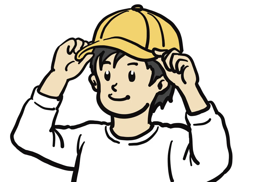 帽子を被る動作を表すイラスト