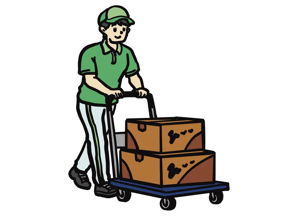 宅配業者が荷物を運ぶ様子を表すイラスト
