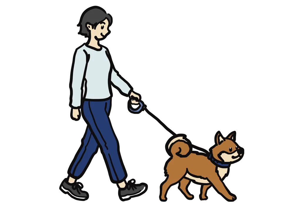 犬と散歩をしているイラスト