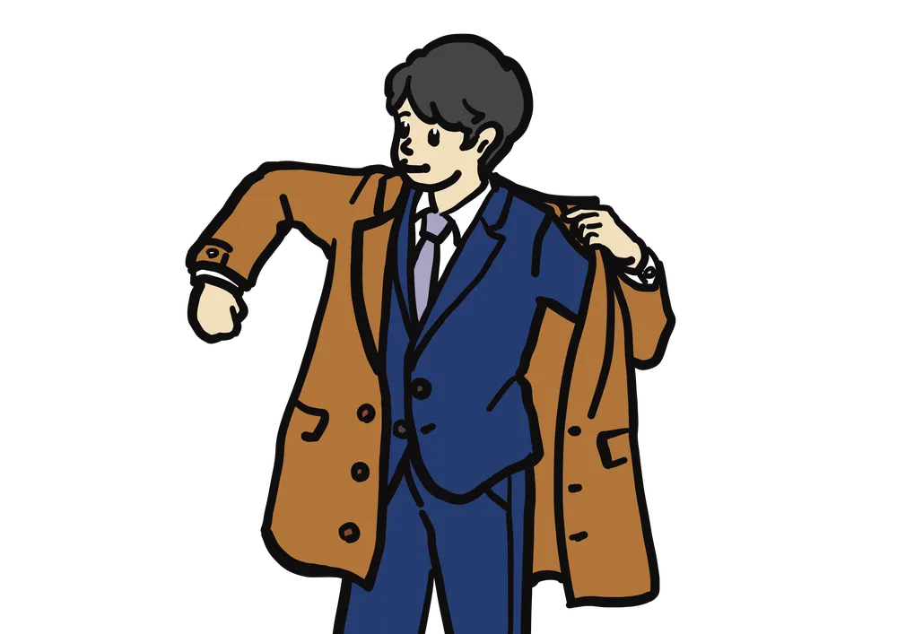 コートを着るサラリーマンのイラスト