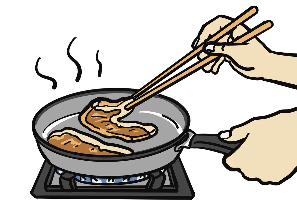 肉を焼く様子を表したイラスト