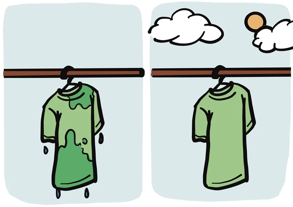 洗濯物が乾く様子を表すイラスト