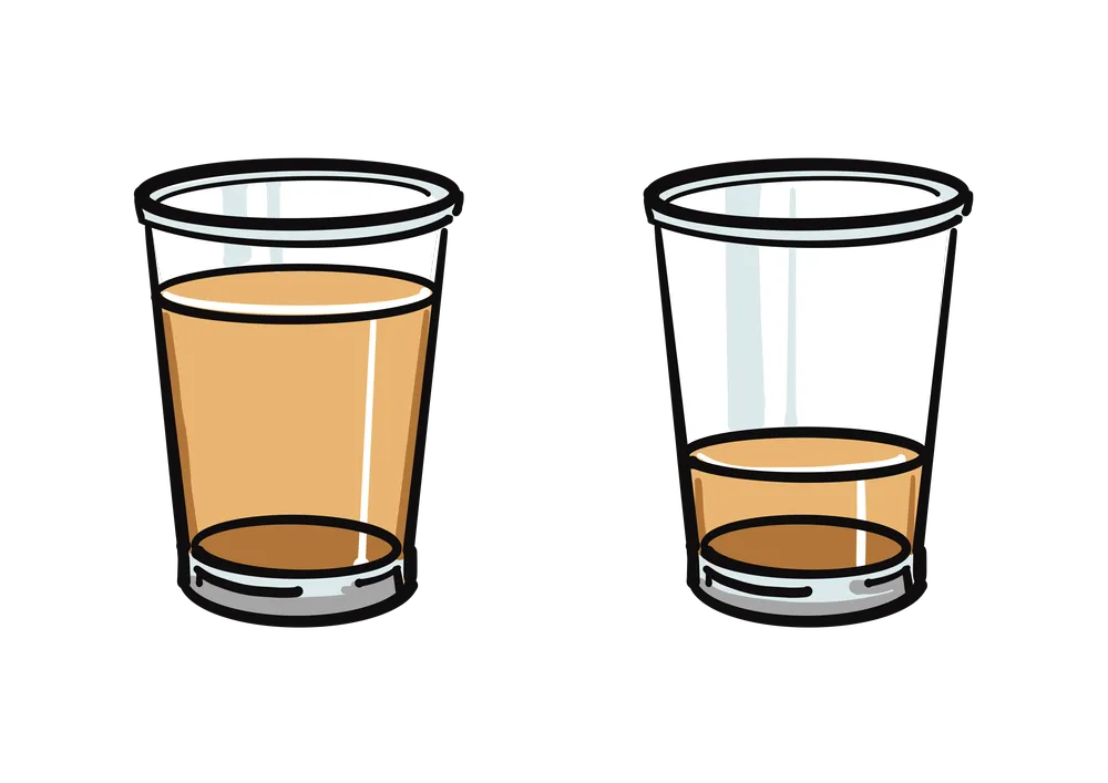 飲み物が減る様子を表すイラスト