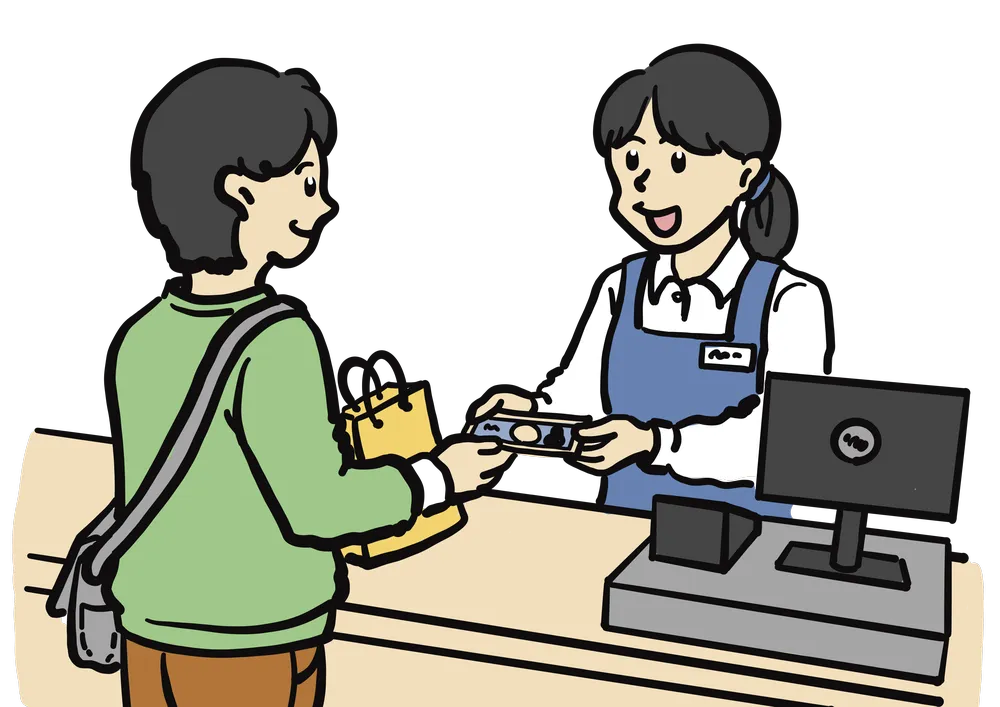 お金を支払う時の様子を表すイラスト