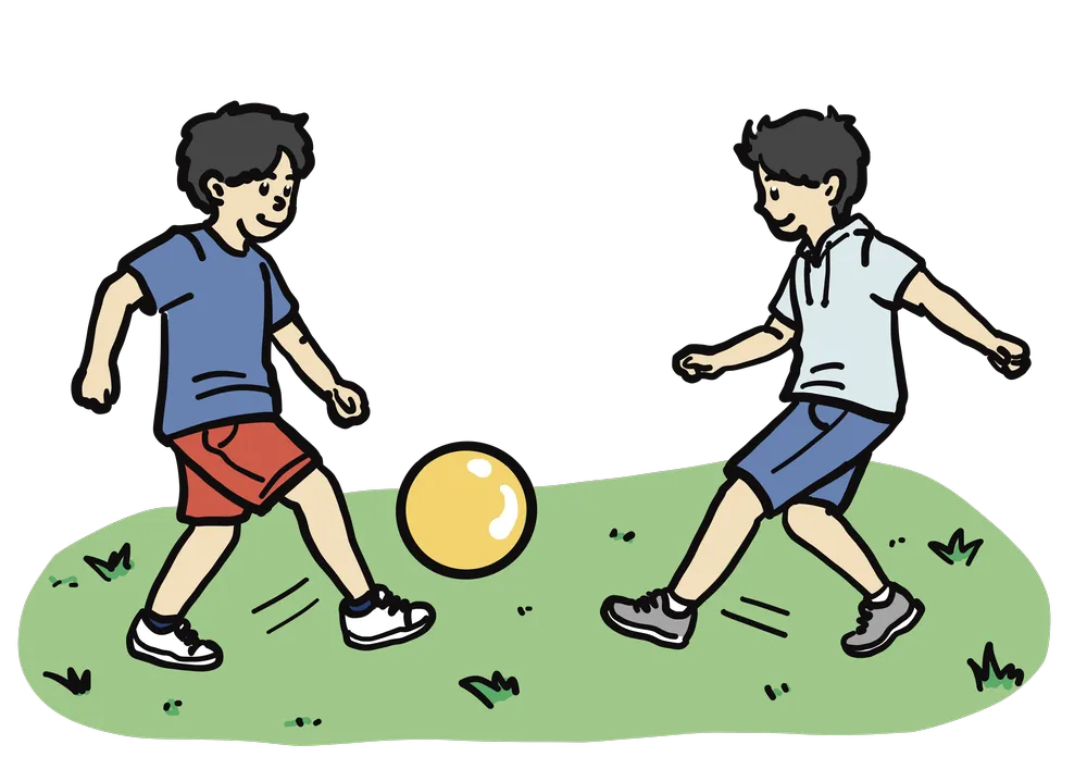 ボールで遊ぶ二人の子供