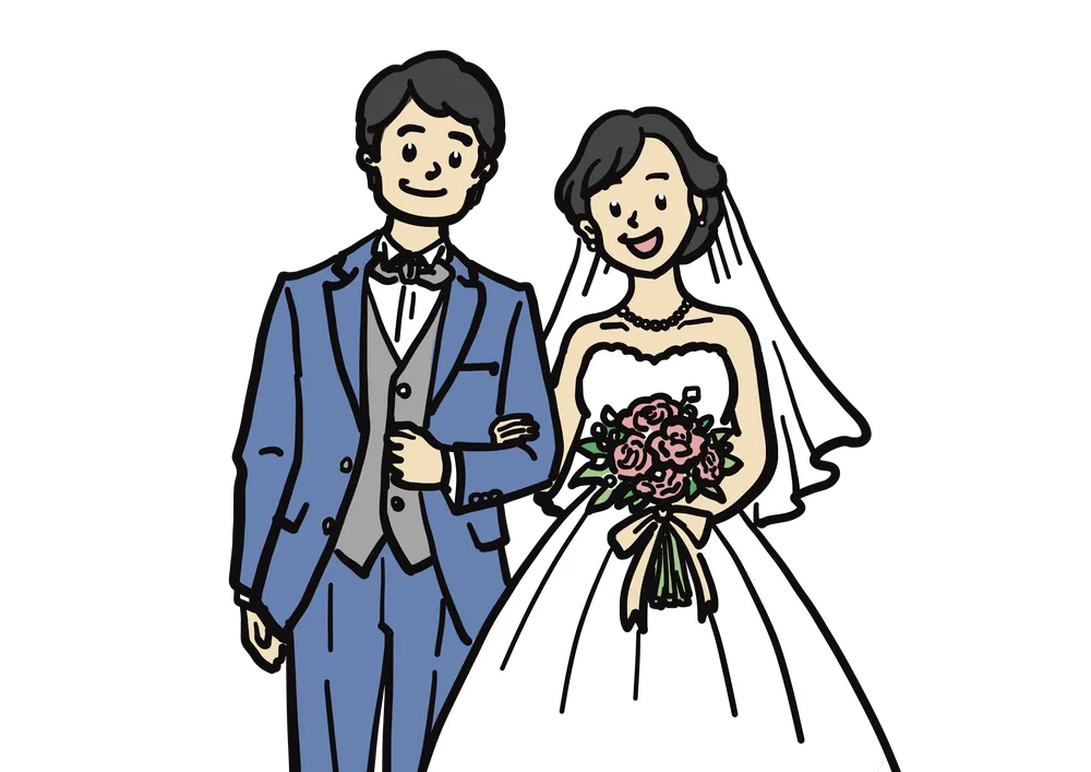 結婚式をする新郎新婦