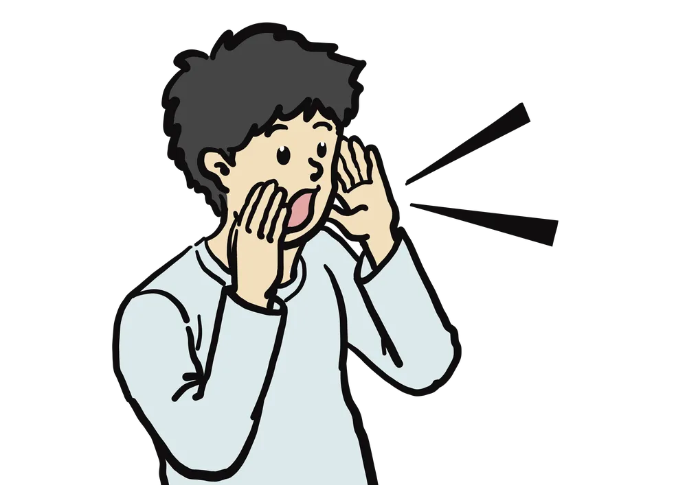 誰かを呼んでいる男性のイラスト
