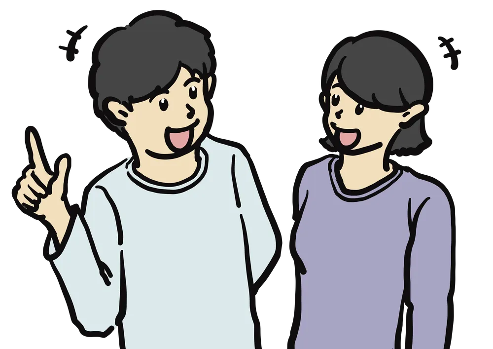 男性と女性が楽しそうに会話をしている様子