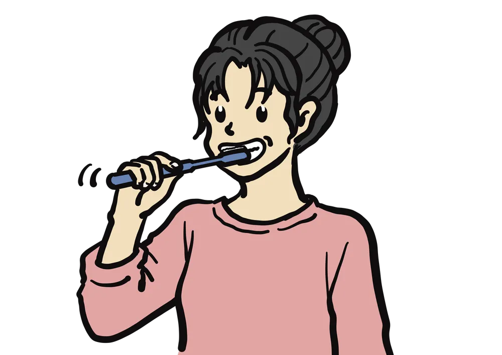歯を磨く女性のイラスト